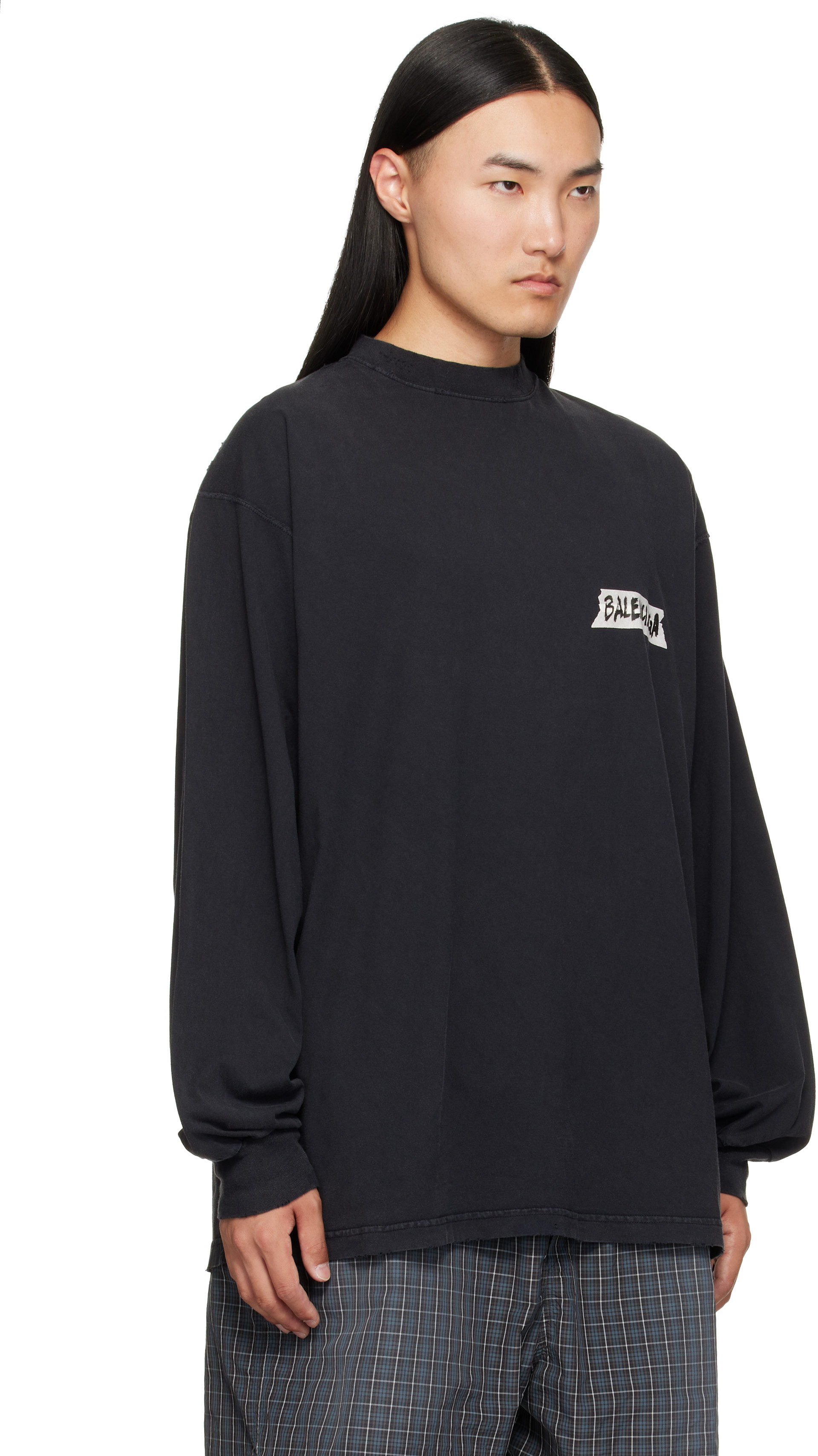 Balenciaga - 블랙 L/S 라지 티셔츠