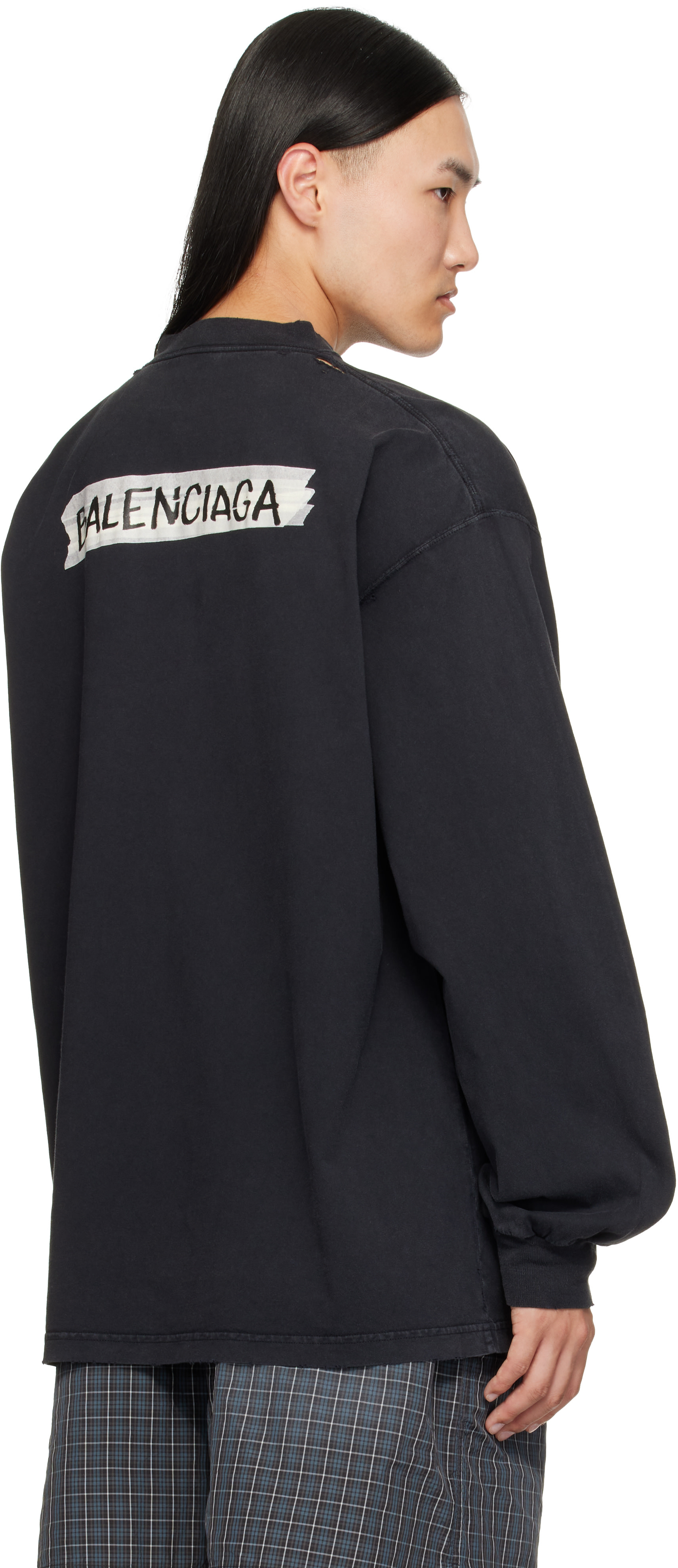 Balenciaga - 블랙 L/S 라지 티셔츠