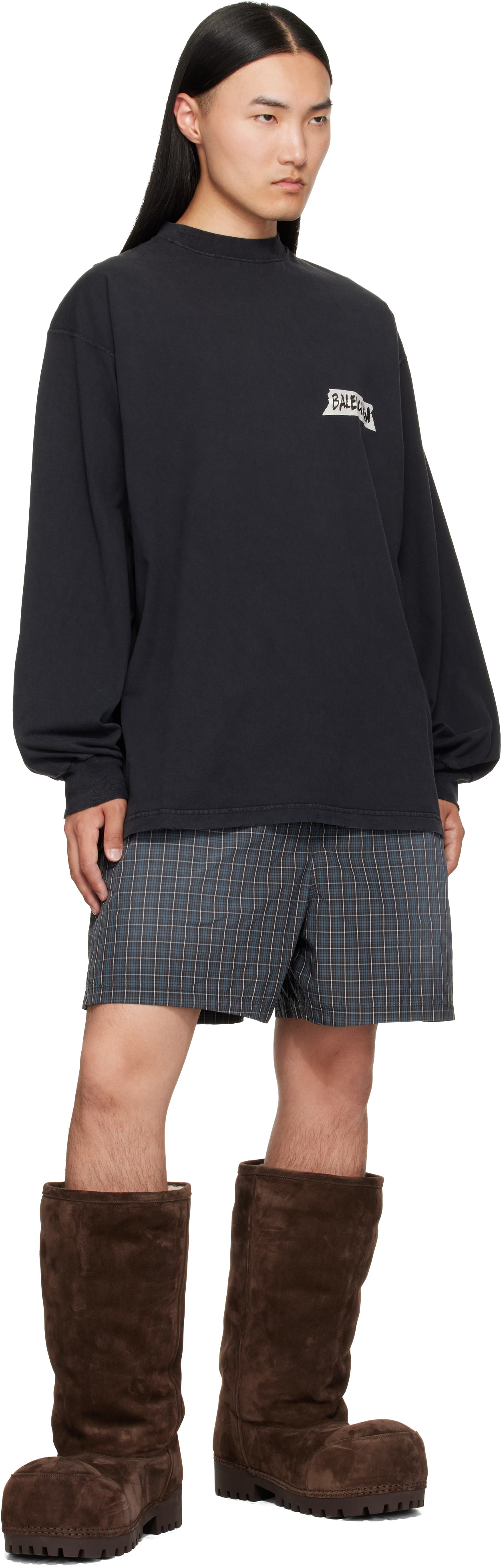 Balenciaga - 블랙 L/S 라지 티셔츠