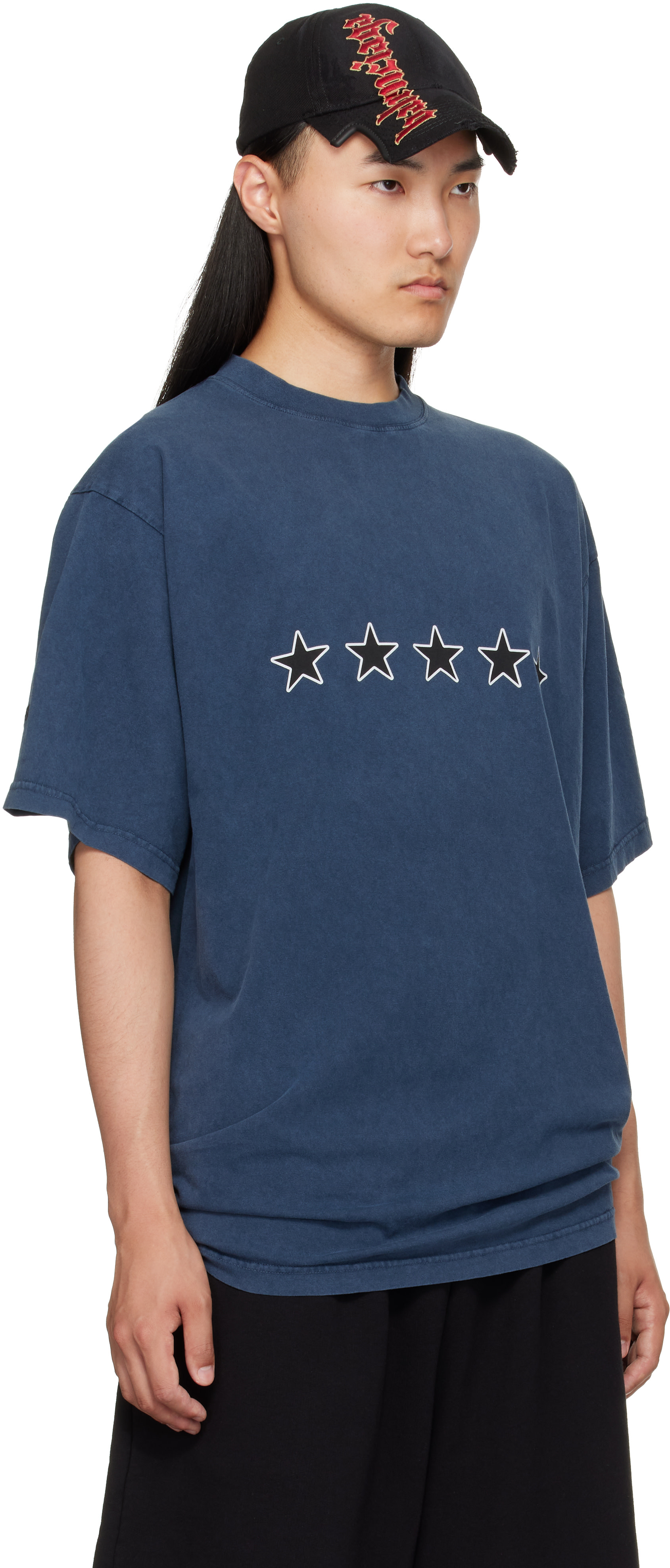 Balenciaga: ネイビー 5-Star Tシャツ | SSENSE 日本