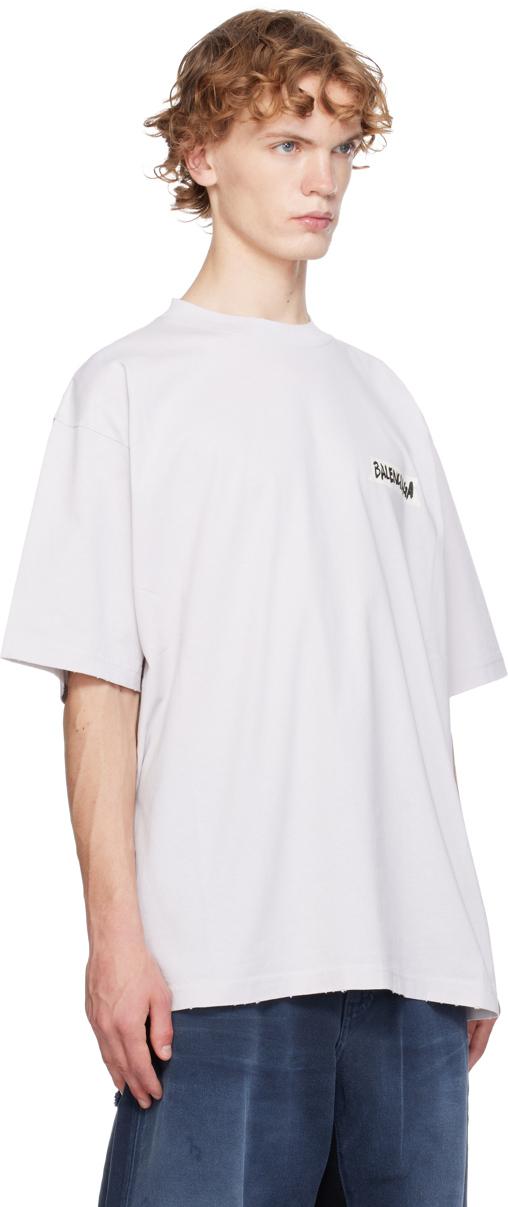 Balenciaga: オフホワイト Masking Tape ミディアムフィット Tシャツ
