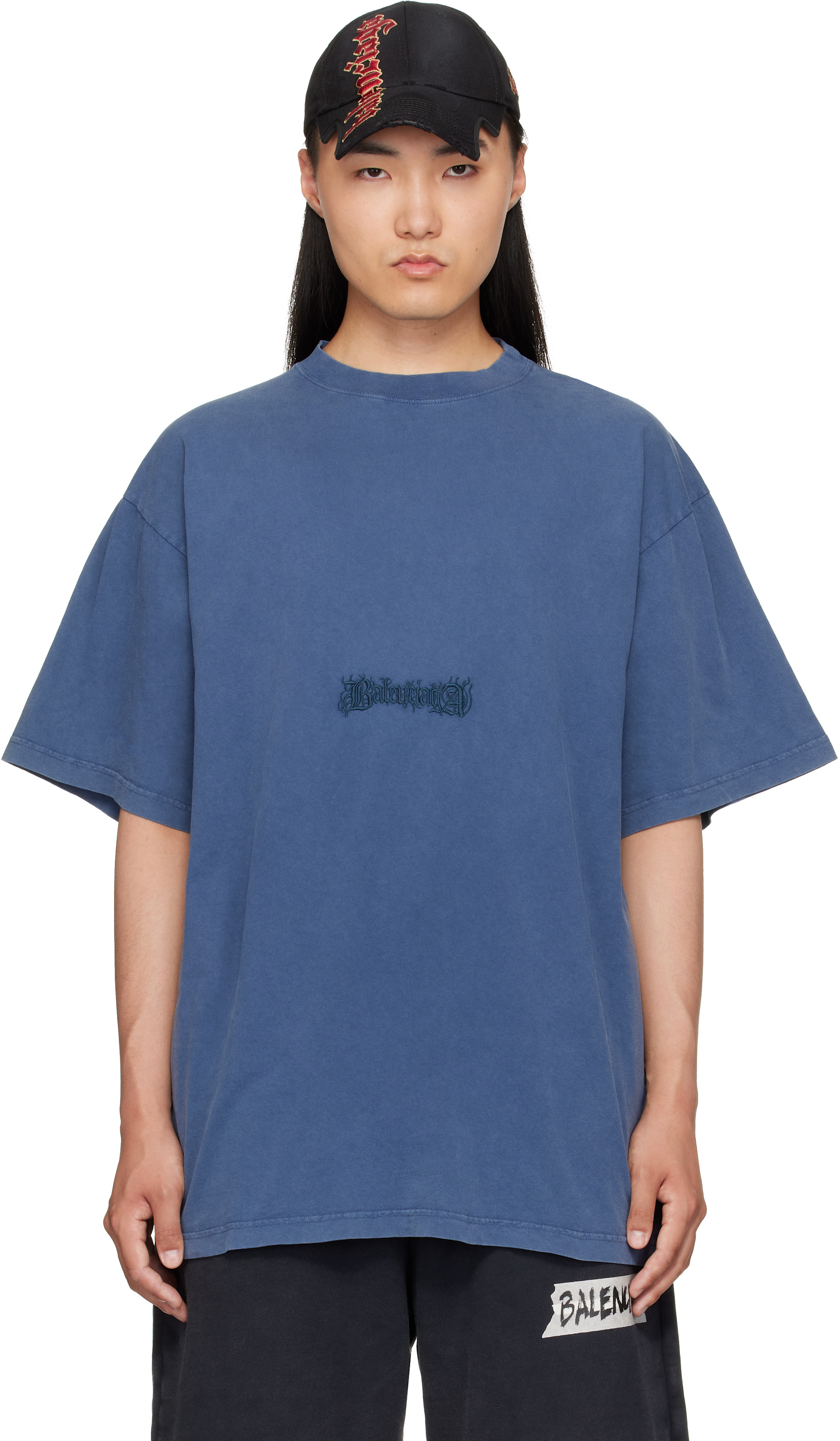 Balenciaga: Blue Twisted T-Shirt | SSENSE Switzerland