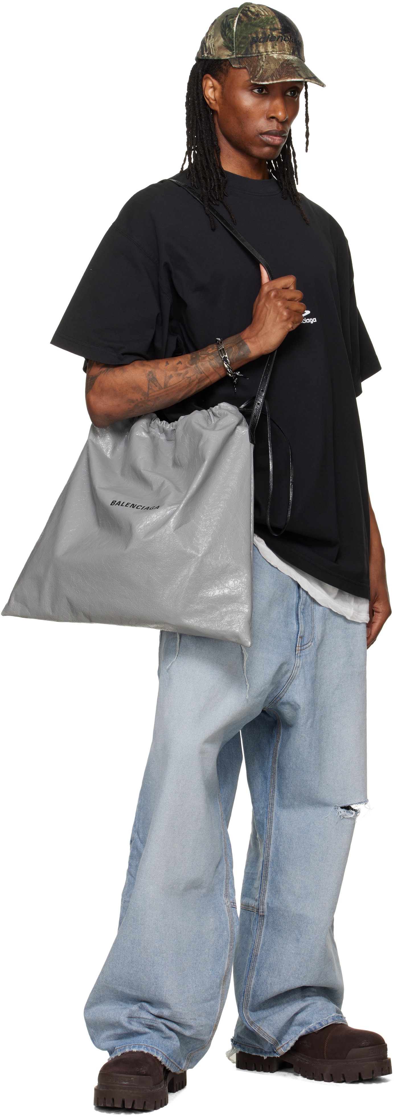 Balenciaga: ブラック オーバーサイズ Tシャツ | SSENSE 日本