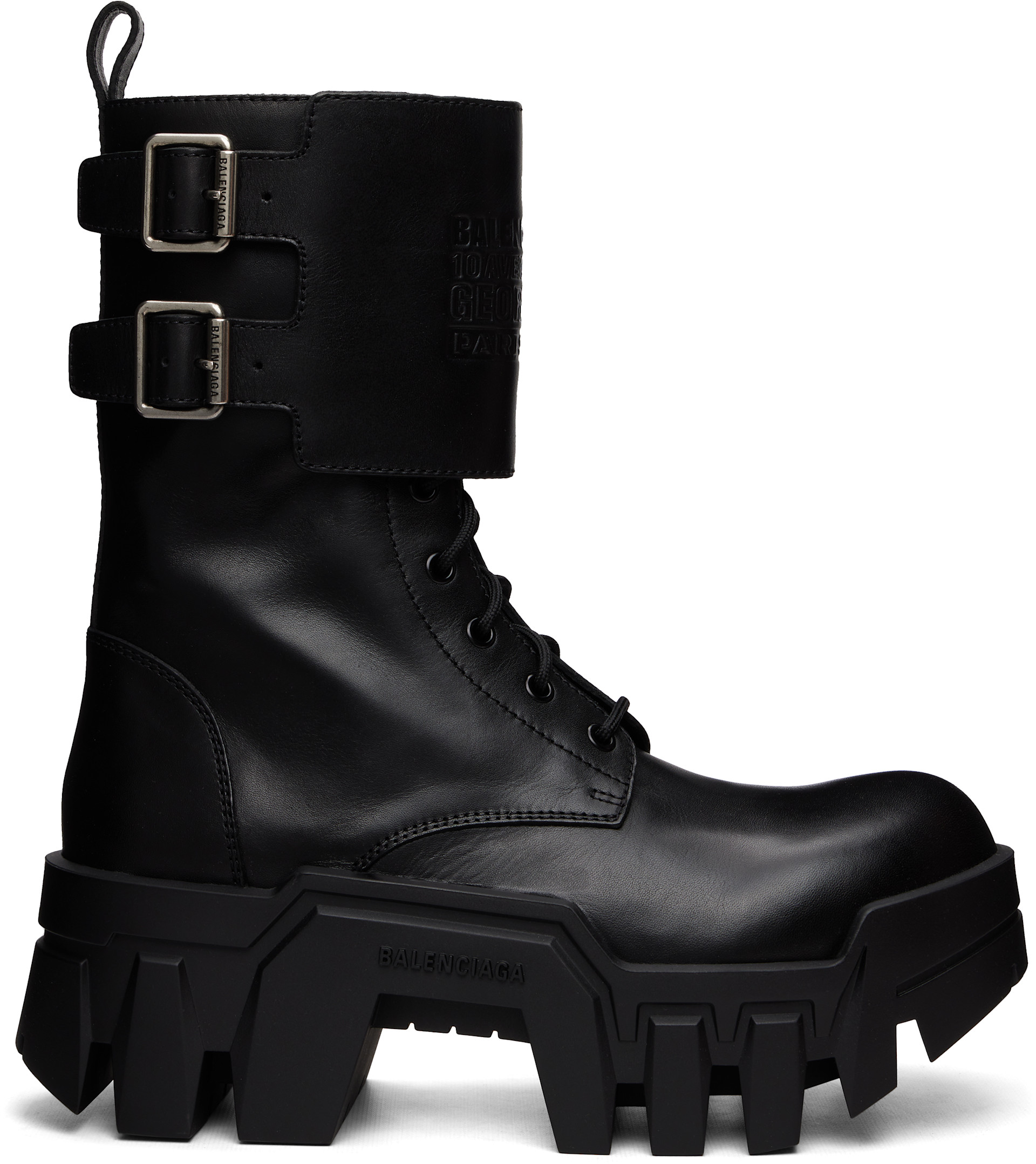 Balenciaga: ブラック Bulldozer コンバットブーツ | SSENSE 日本