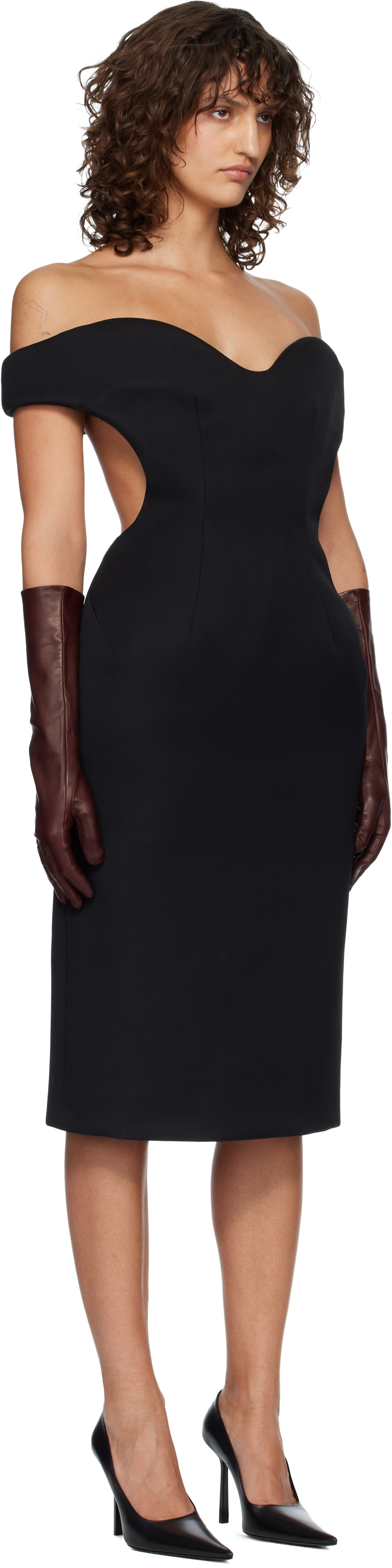 black mugler dress Sculptural Midi Size:L/8 Material II 3% ELASTANE Everlane Dream '90s Shift