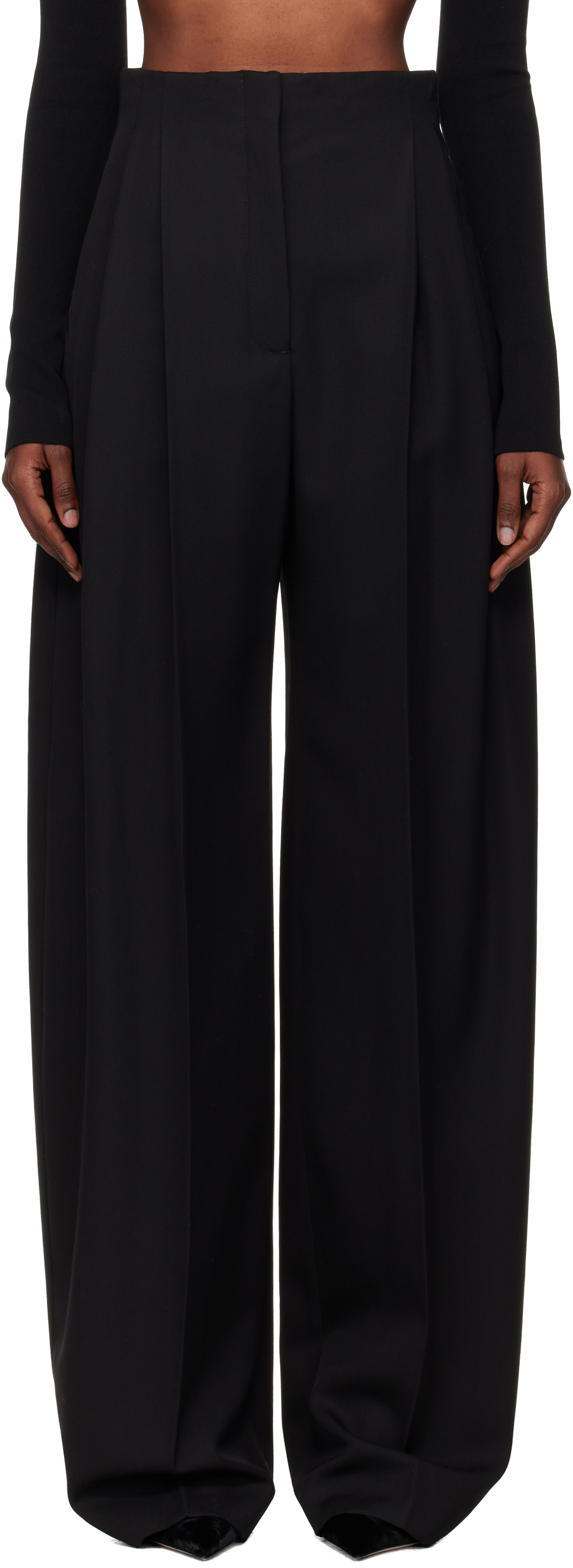 Mugler - Pantalon ample noir à plis