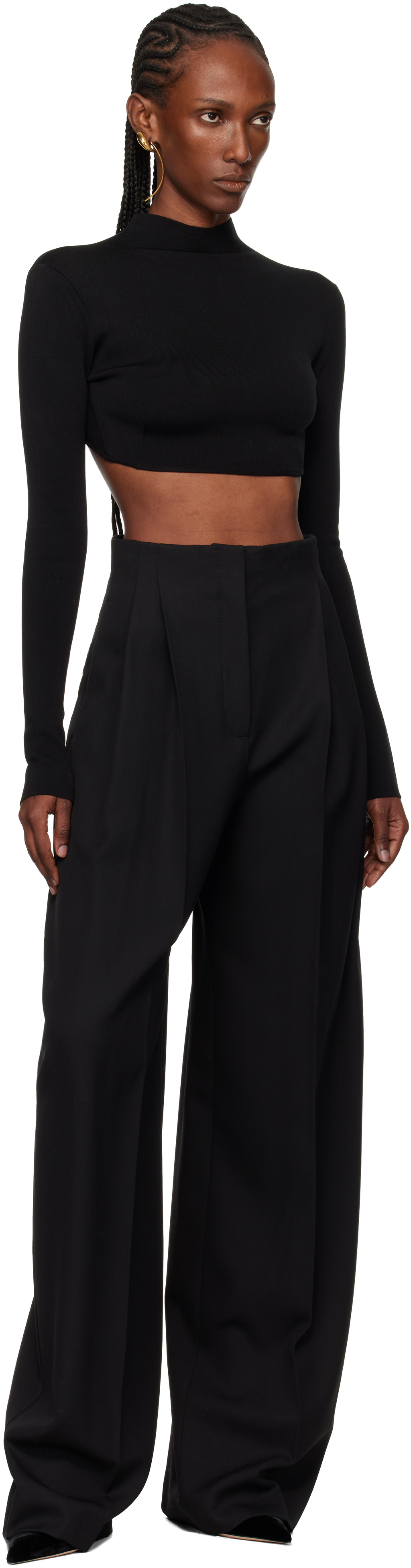 Mugler - Pantalon ample noir à plis
