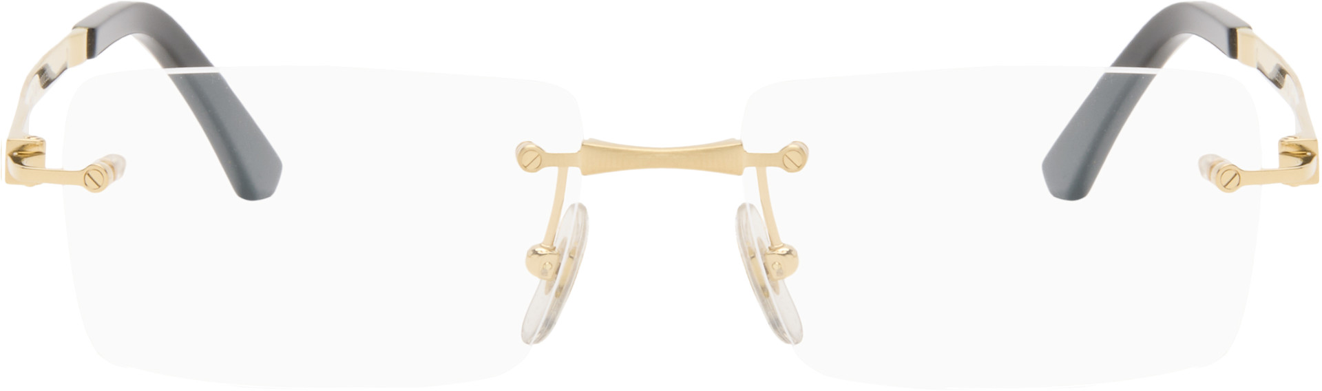 Cartier: Gold 'Santos de Cartier' Rectangular Titanium Glasses