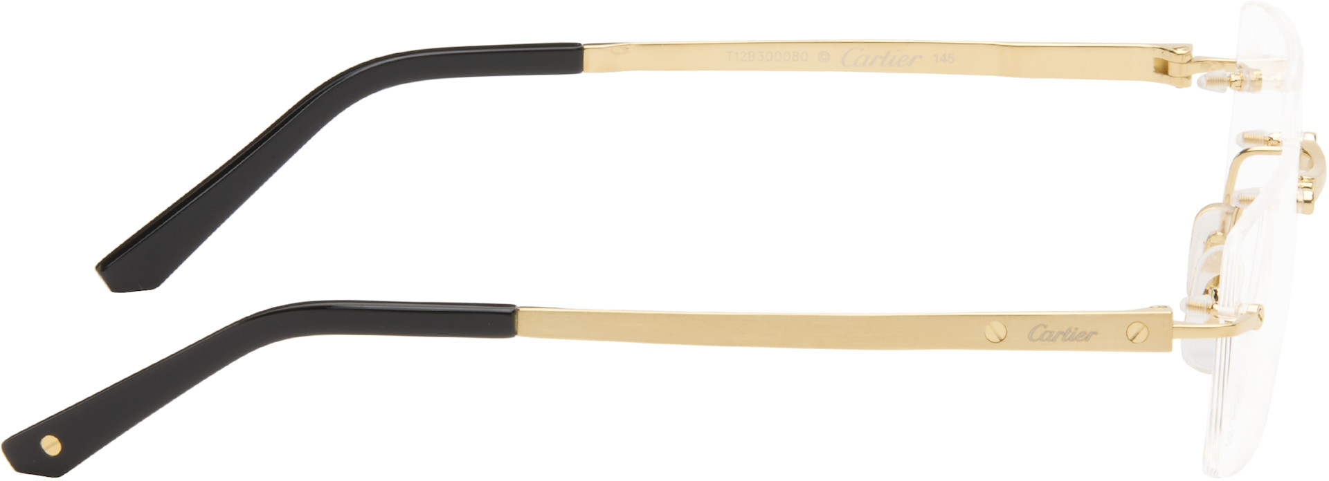 Cartier: Gold 'Santos de Cartier' Rectangular Titanium Glasses