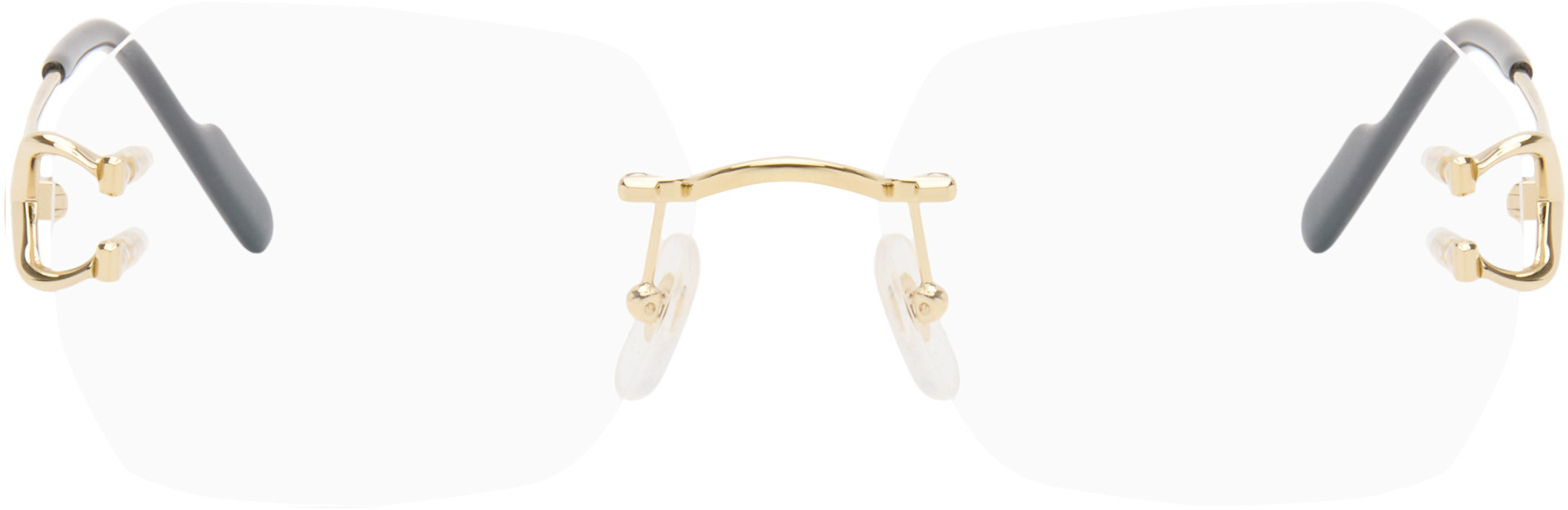 Cartier: ゴールド 'C de Cartier' スクエア リムレス メガネ | SSENSE