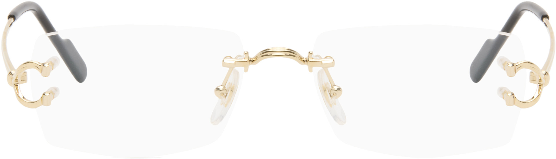 Cartier カルティエ　メガネ　ノーズパット　ゴールド　男女兼用 Cartier: ゴールド 'Signature C de Cartier' メガネ | SSENSE 日本