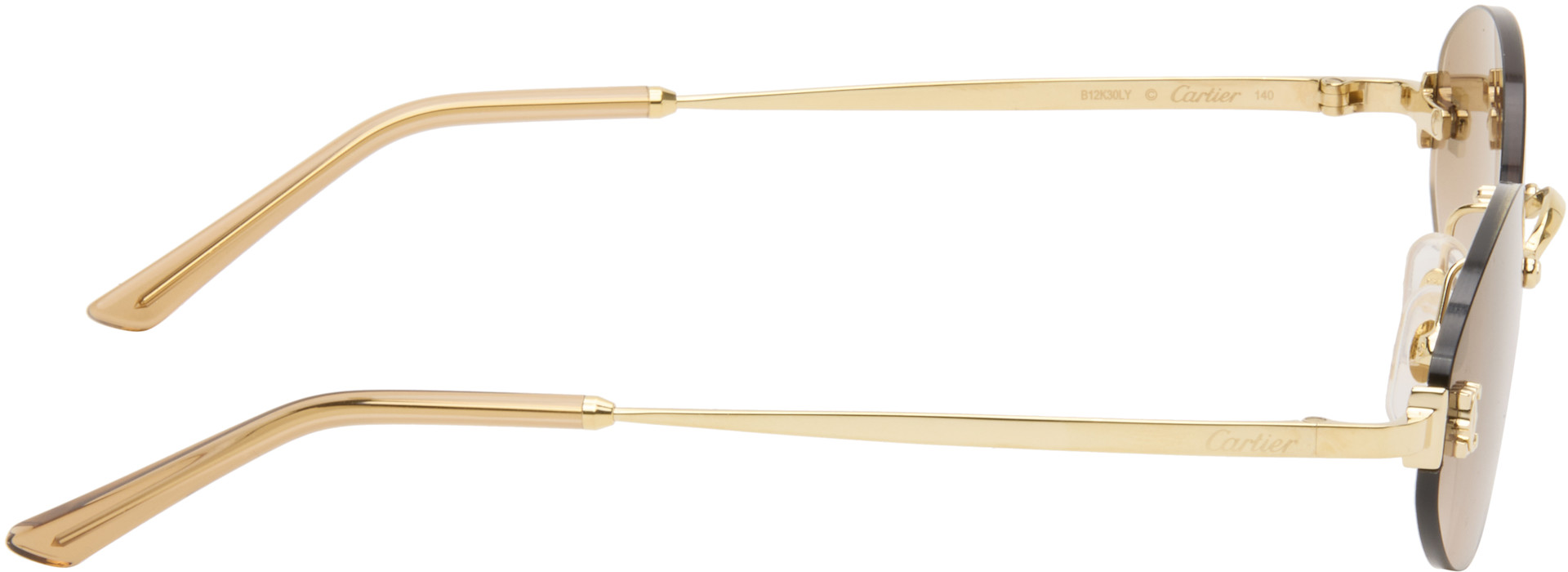 Cartier: Gold Signature C Oval Rimless Sunglasses | SSENSE
