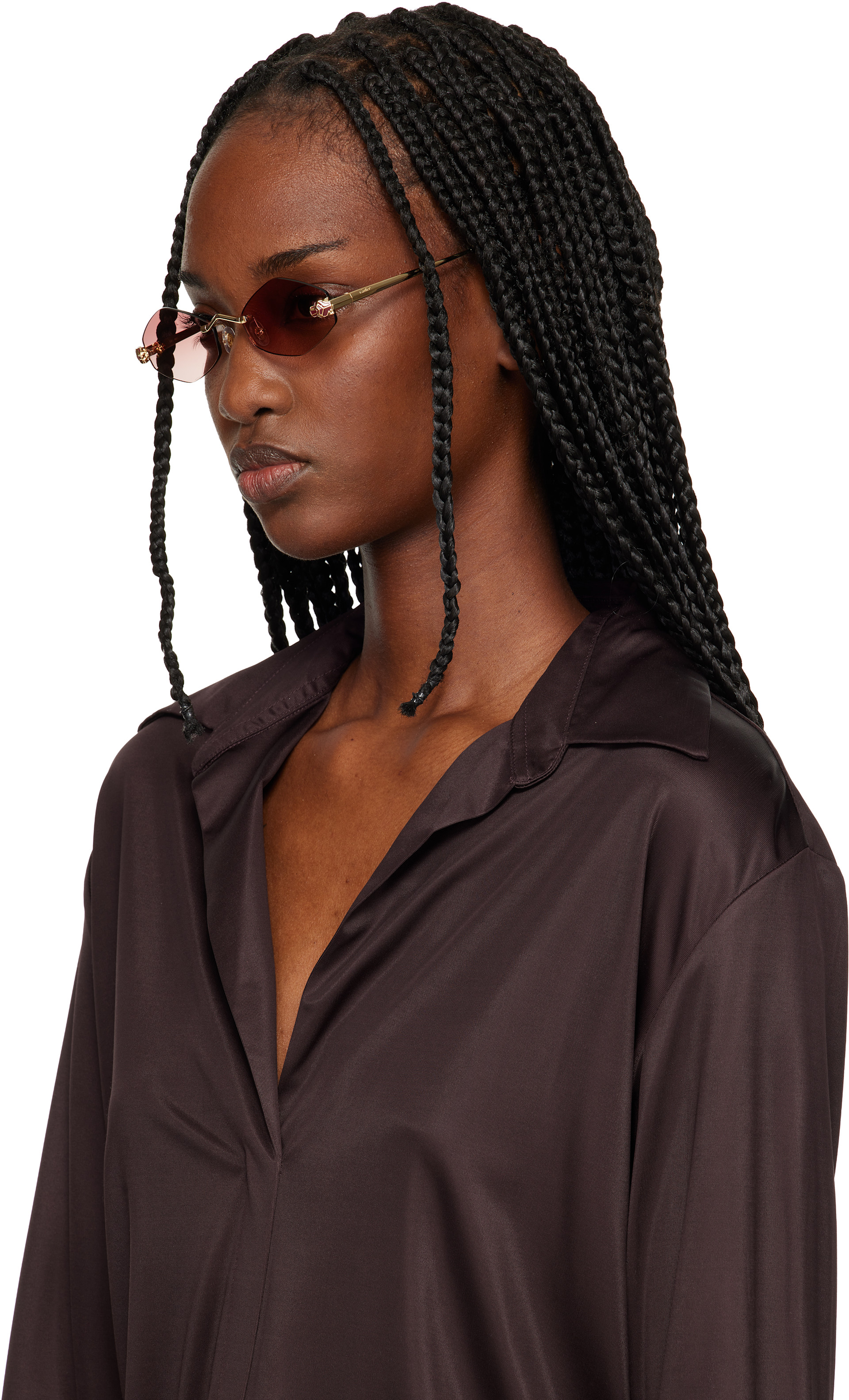 Cartier: Gold 'Panthère de Cartier' Geometric Rimless Sunglasses ...