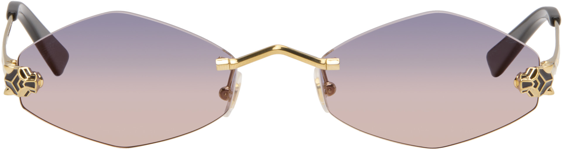 Cartier サングラス　リムレス Cartier: ゴールド 'Panthère de Cartier' Geometric リムレス