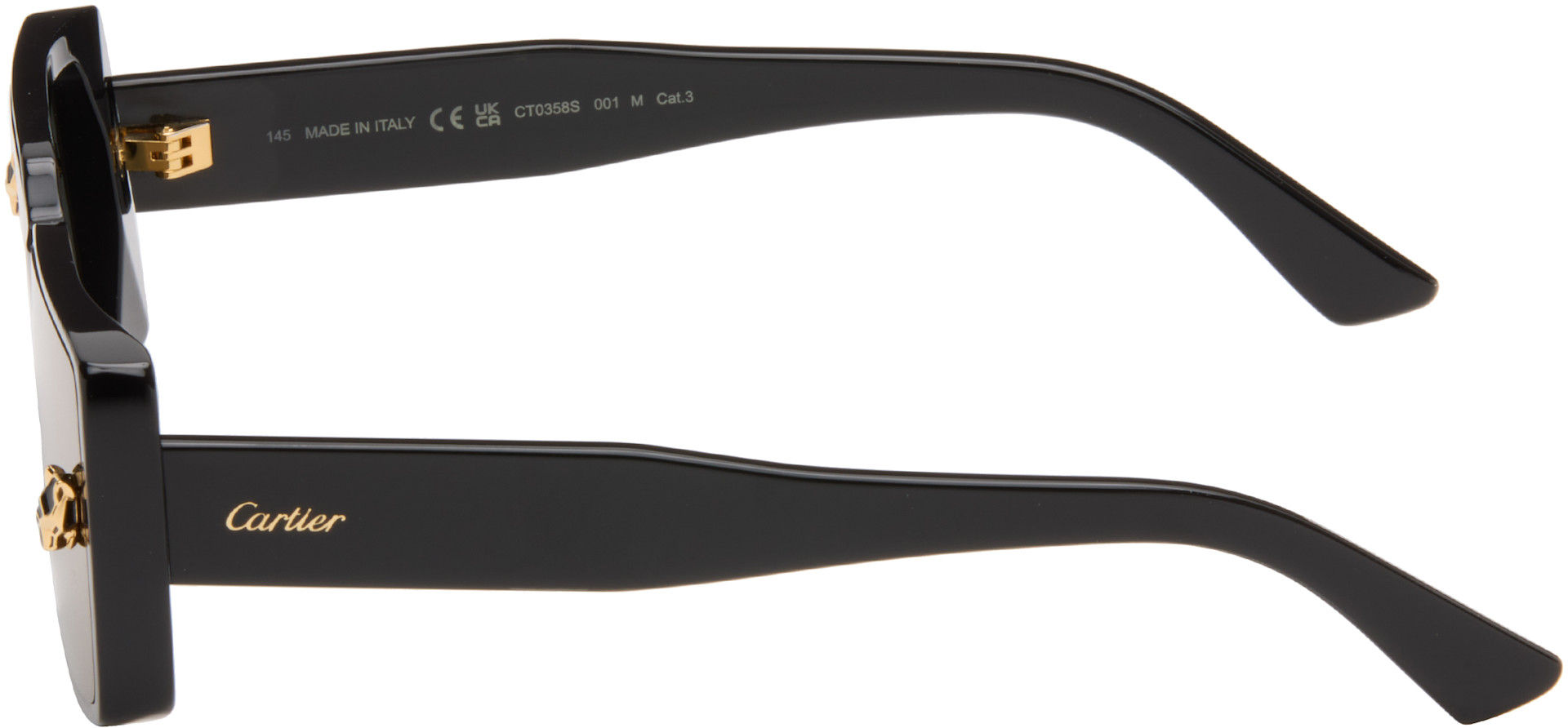 Cartier サングラス ブラック Cartier: Black 'Panthère de Cartier' Sunglasses | SSENSE