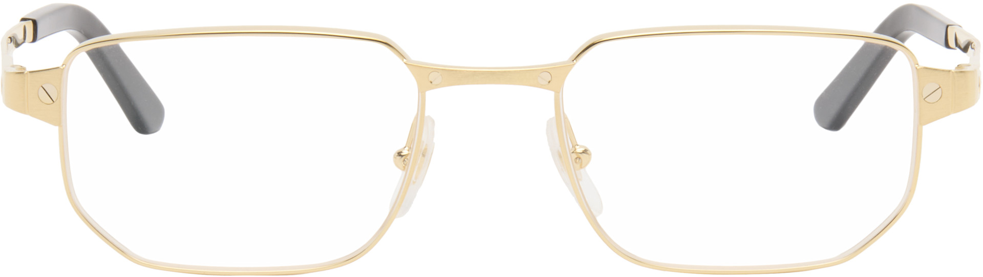 Cartier: Gold 'Santos de Cartier' Glasses | SSENSE