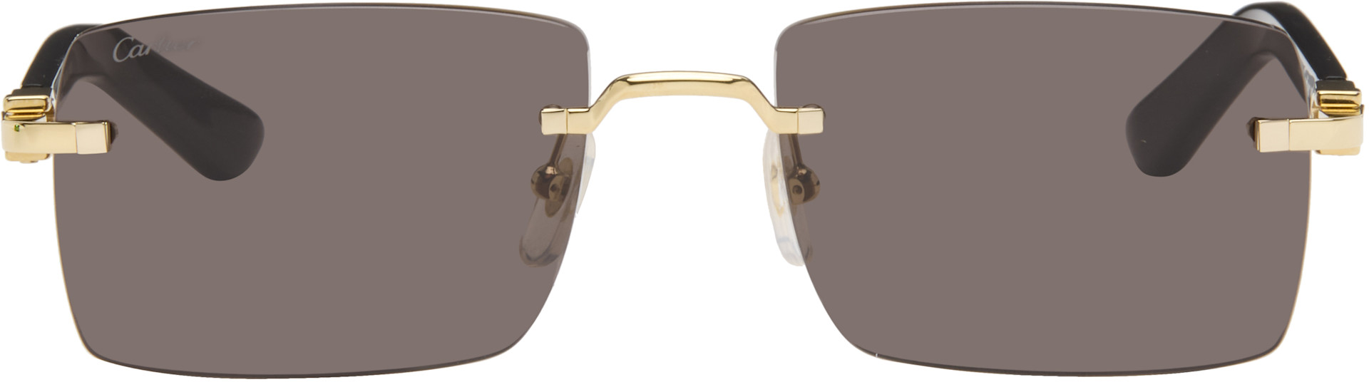 Cartier: Gold & Black Core Range Signature C Sunglasses | SSENSE
