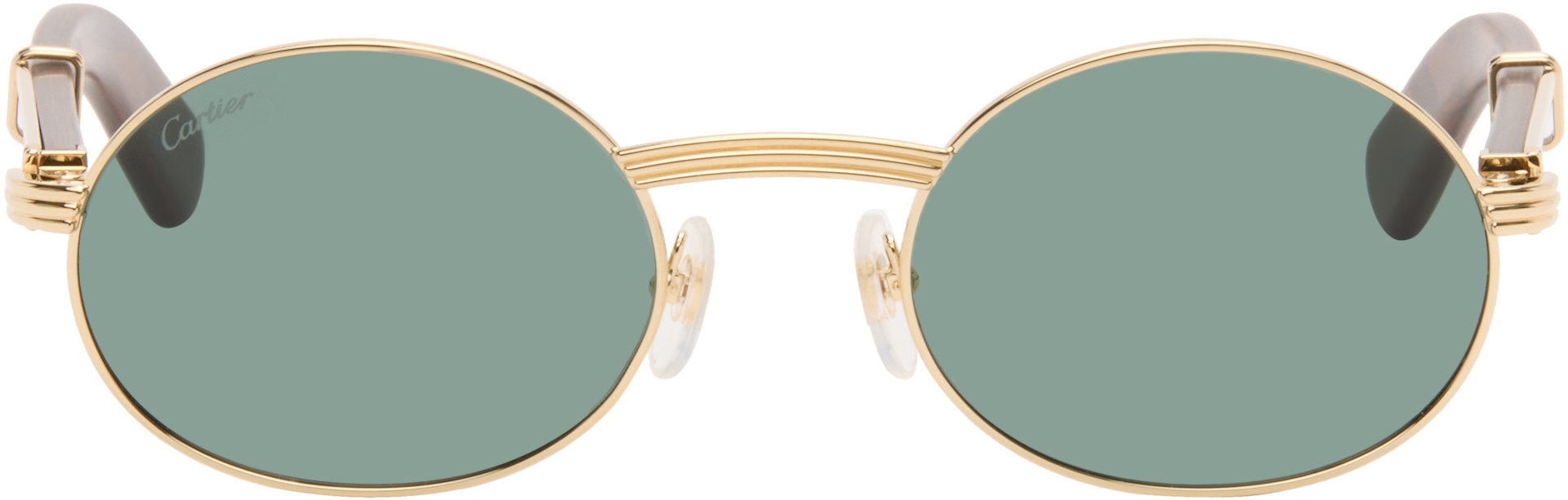Cartier: Gold & Brown 'Première de Cartier' Sunglasses | SSENSE