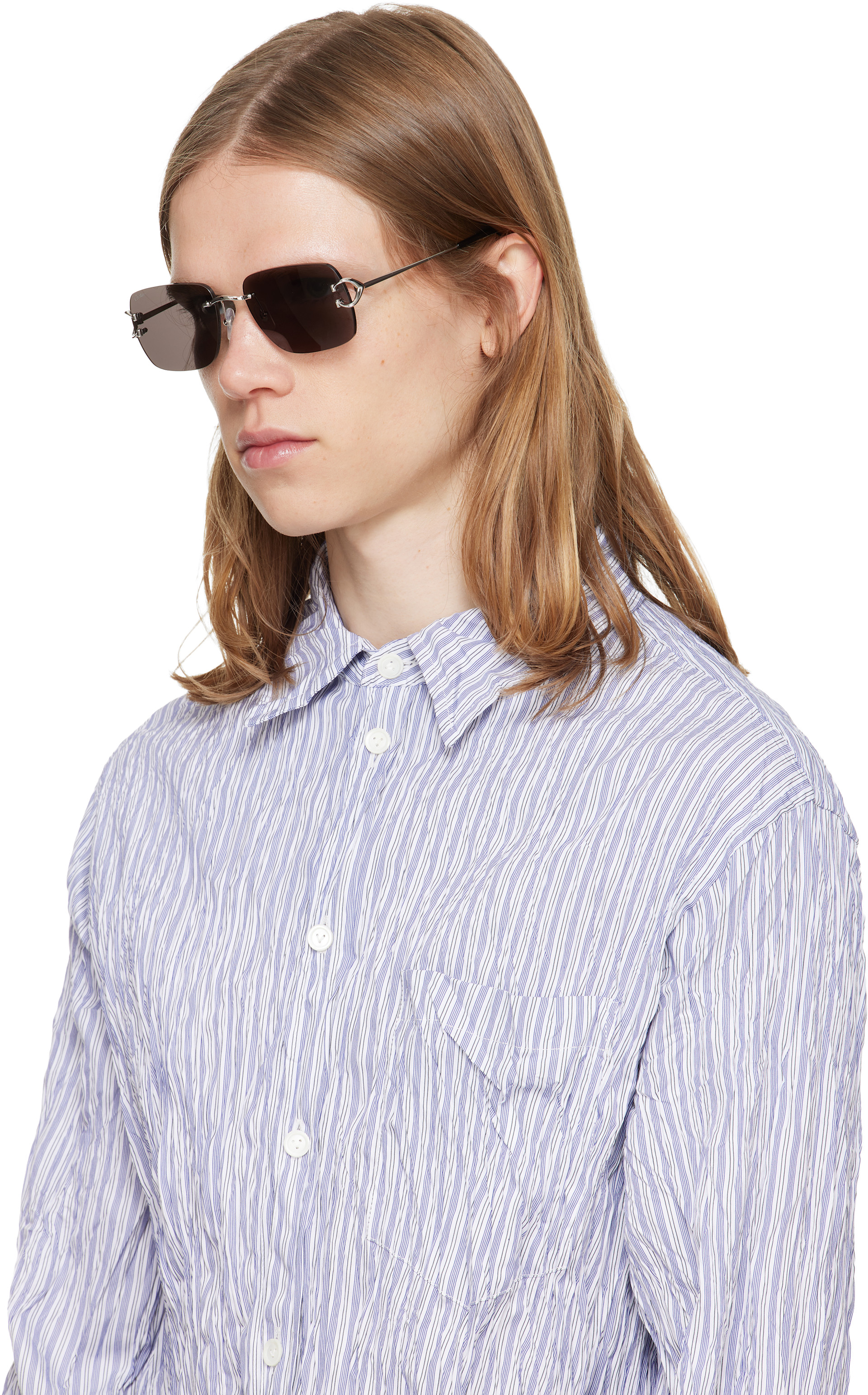 Cartier - Silver Classic C Motif Sunglasses