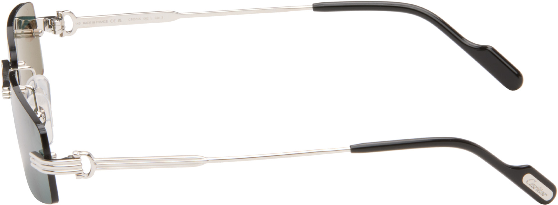Cartier CT0635S-002 Sunglasses Silver Metal CARTIER EYEWEAR Panthère de Cartier rimless cat-eye silver  main image 2