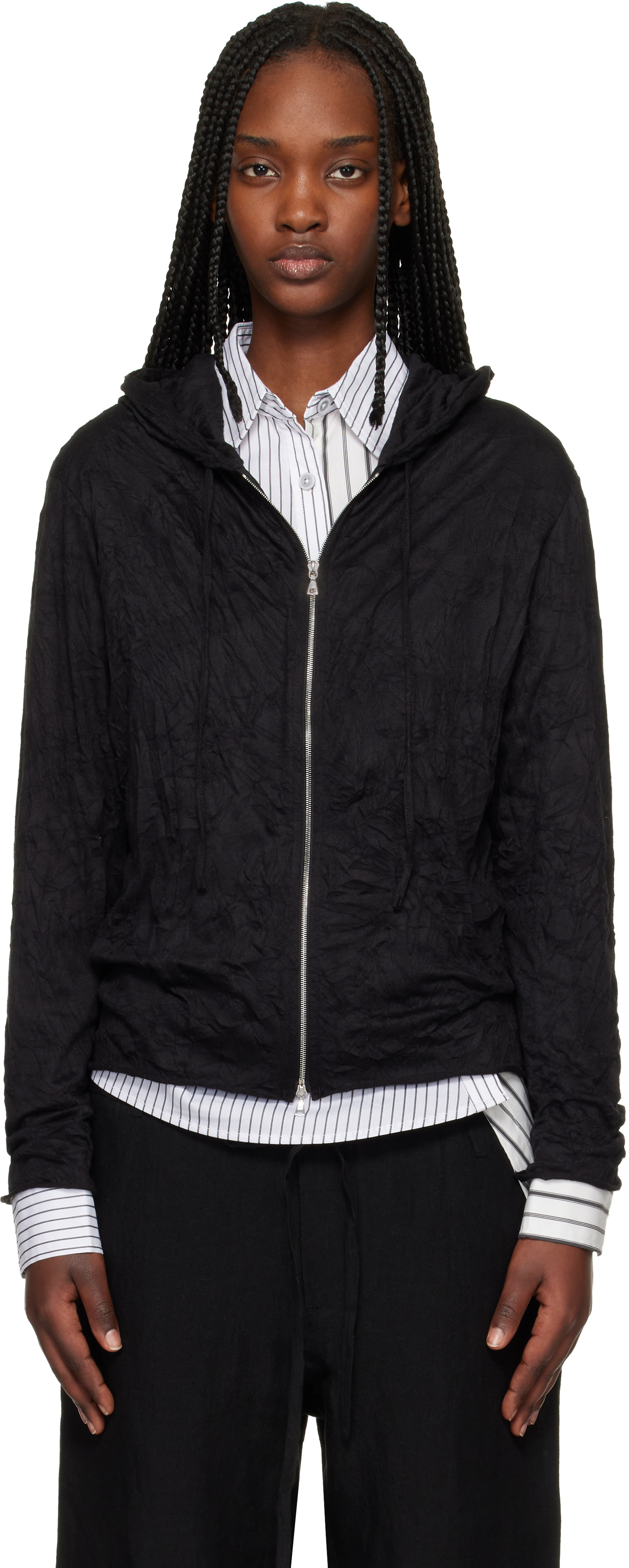 POST ARCHIVE FACTION (PAF) - Pull à capuche noir à glissière