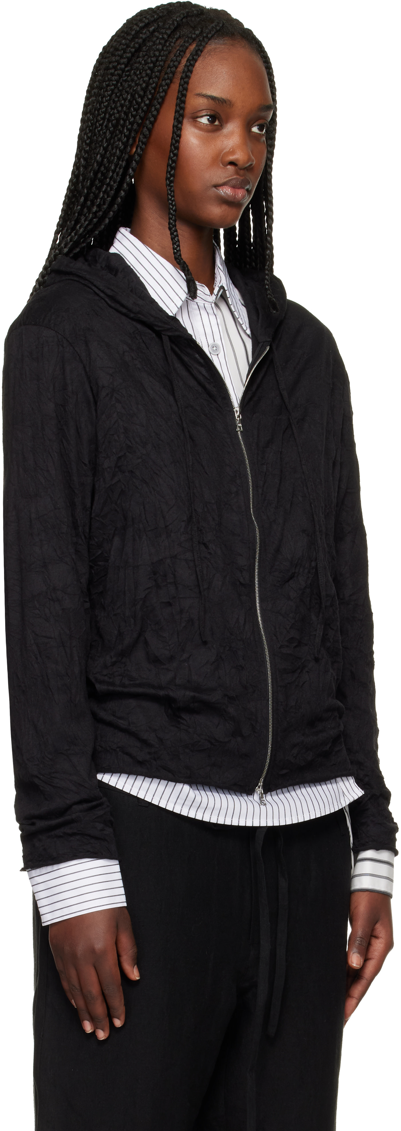 POST ARCHIVE FACTION (PAF) - Pull à capuche noir à glissière