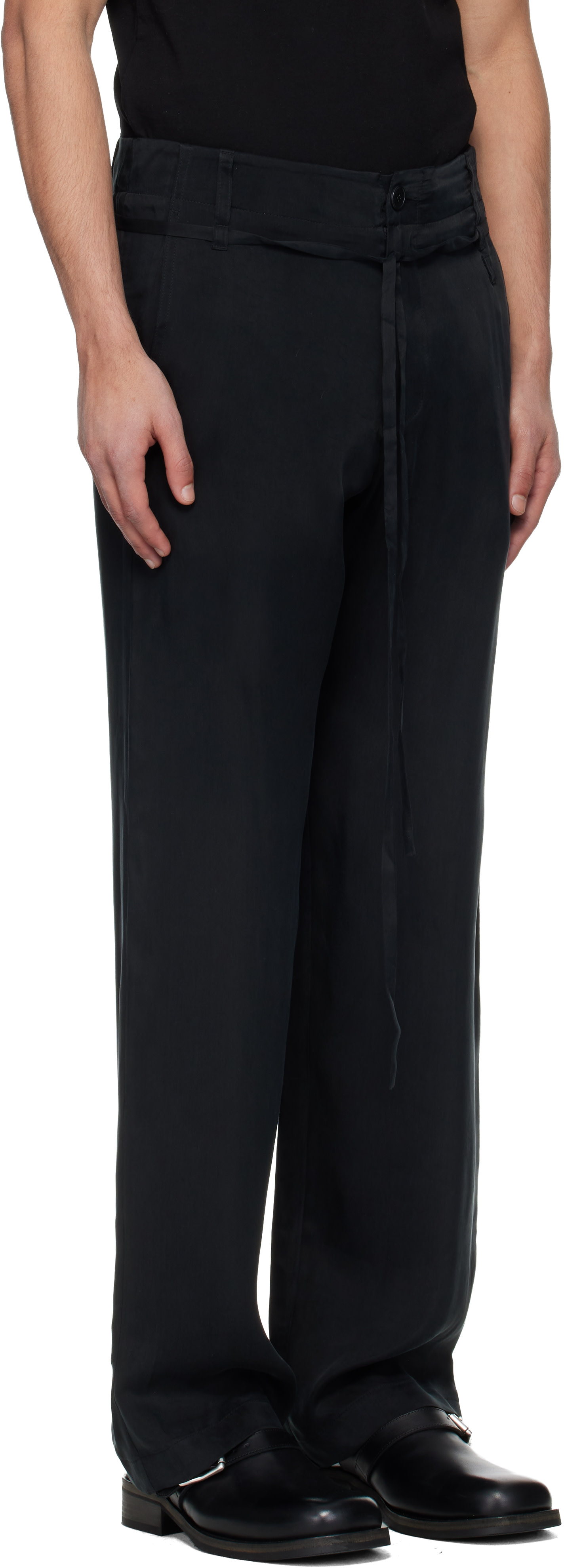 POST ARCHIVE FACTION (PAF): Black Drifter Double Trousers | SSENSE