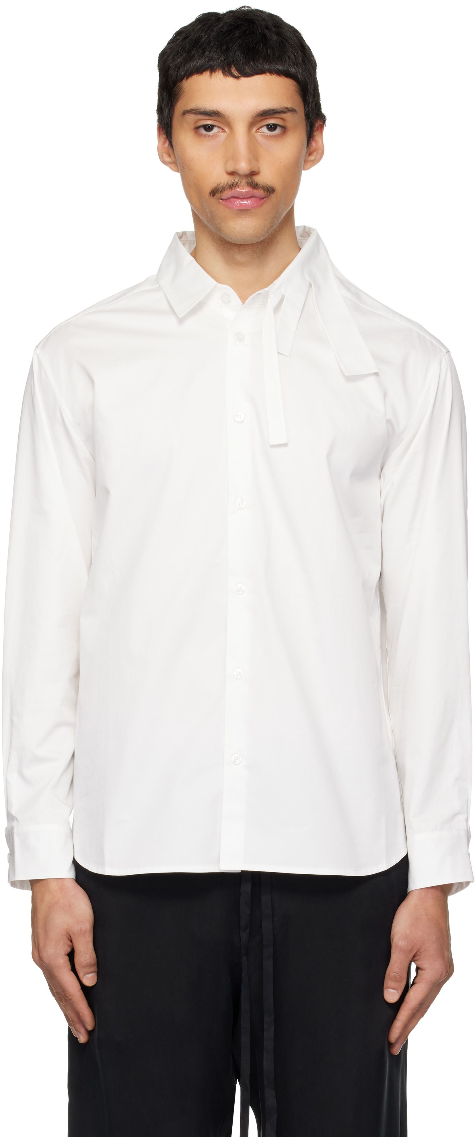POST ARCHIVE FACTION (PAF): White Trimmed A Shirt | SSENSE