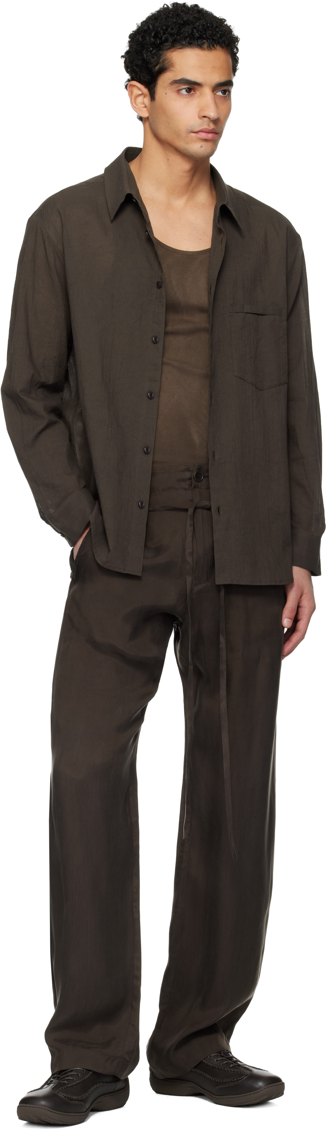 POST ARCHIVE FACTION (PAF): Brown Archive Shirt | SSENSE