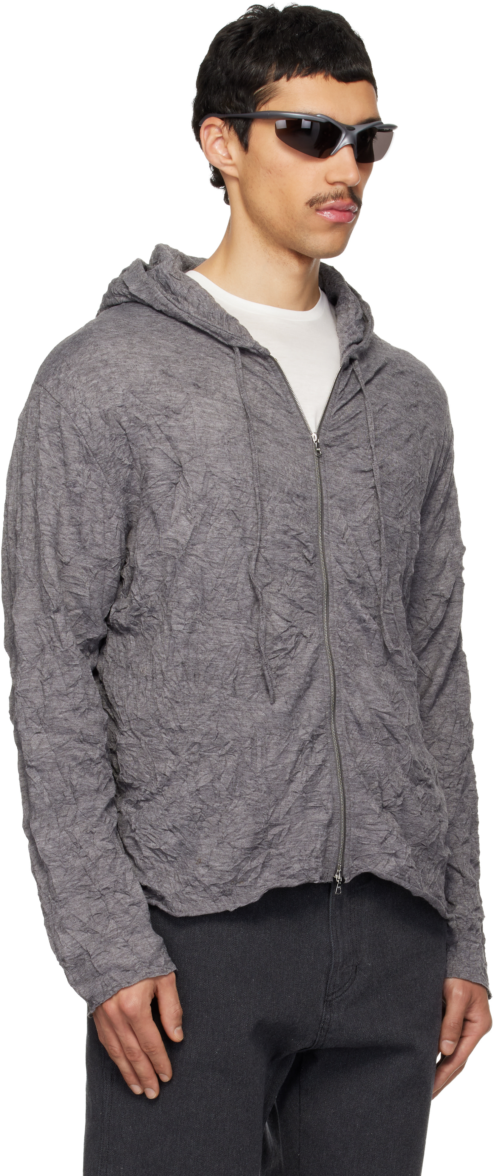 POST ARCHIVE FACTION (PAF) - Pull à capuche gris à glissière