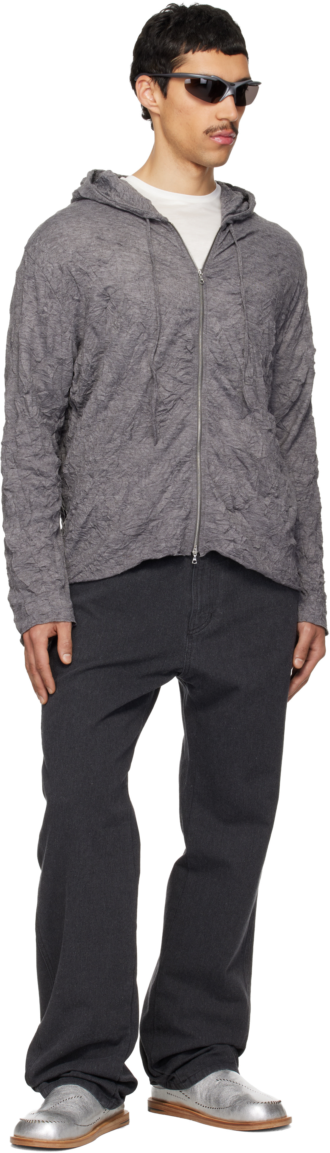 POST ARCHIVE FACTION (PAF) - Pull à capuche gris à glissière