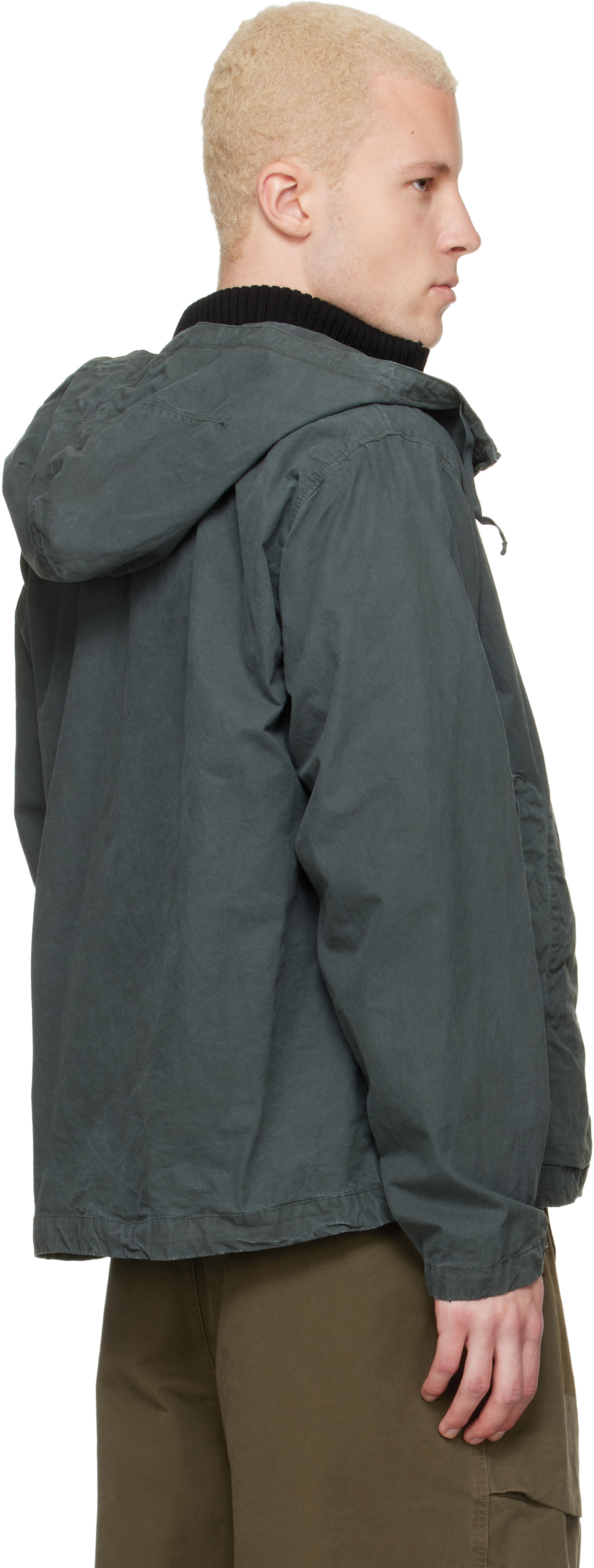 C.P. Company: Green Micro-Reps Hooded Lens Jacket | SSENSE