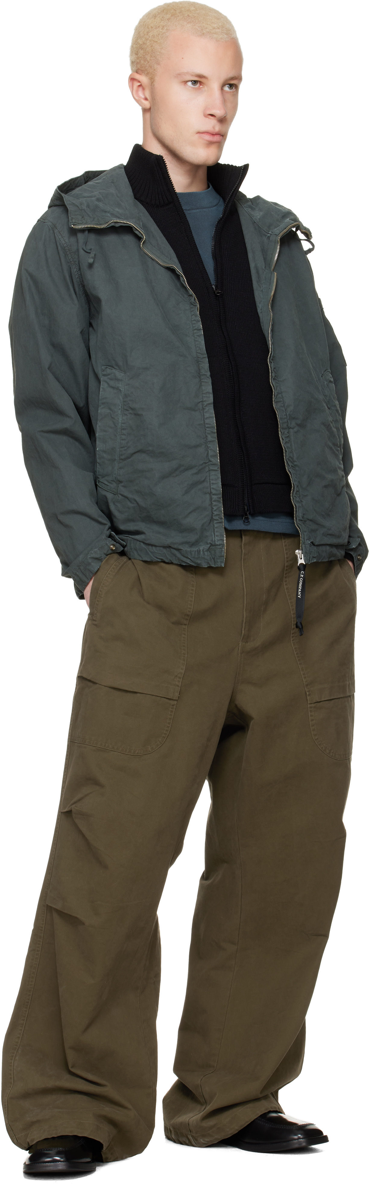 C.P. Company: Green Micro-Reps Hooded Lens Jacket | SSENSE