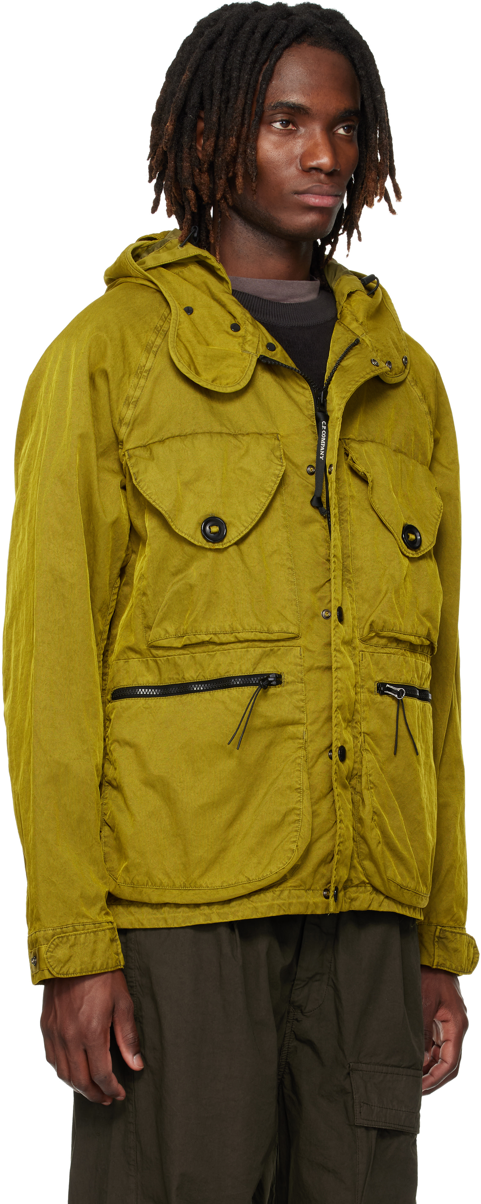 C.P. Company: Khaki Panama-R Mixed Goggle Jacket | SSENSE
