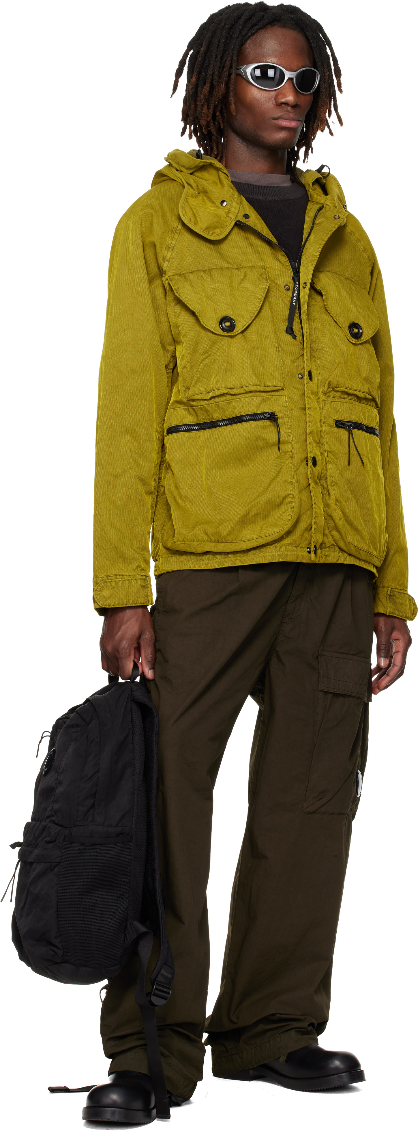 C.P. Company: Khaki Panama-R Mixed Goggle Jacket | SSENSE