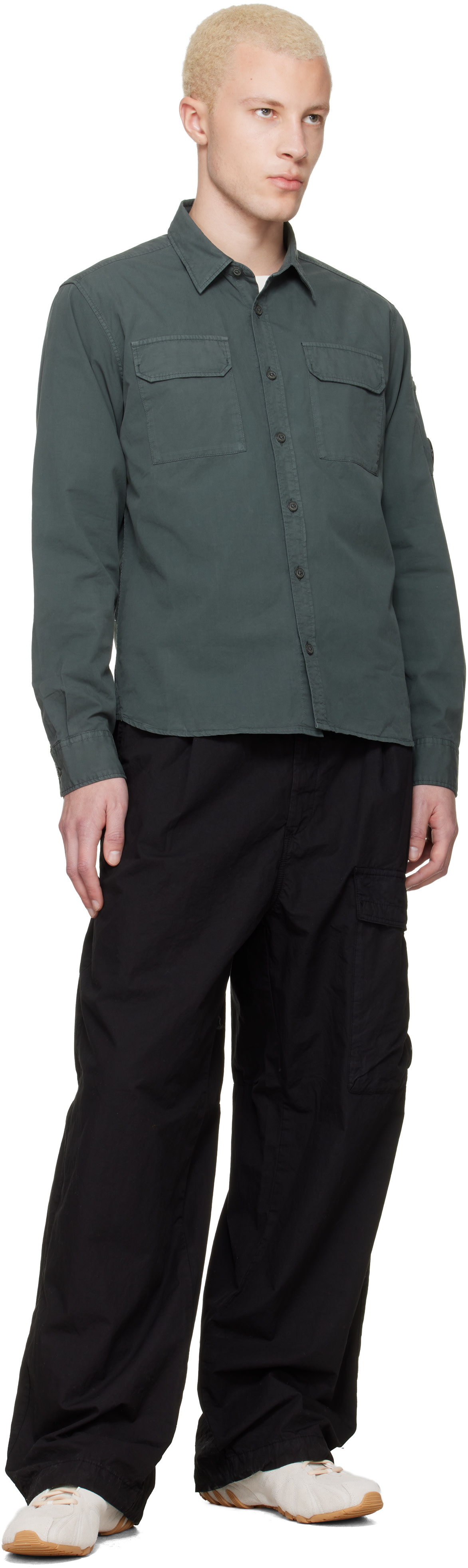 C.P. Company: Black Micro-Reps Boxy Leg Pocket Lens Pants | SSENSE