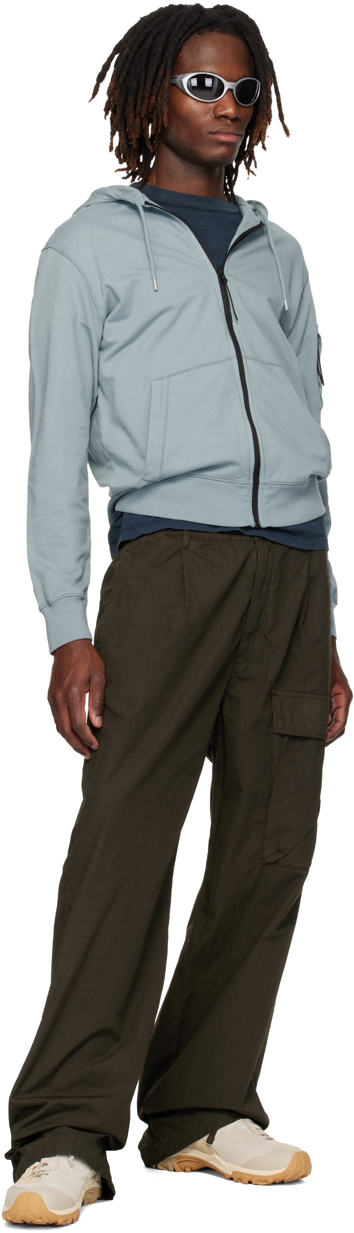 C.P. Company: Khaki Micro-Reps Boxy Leg Pocket Lens Cargo Pants