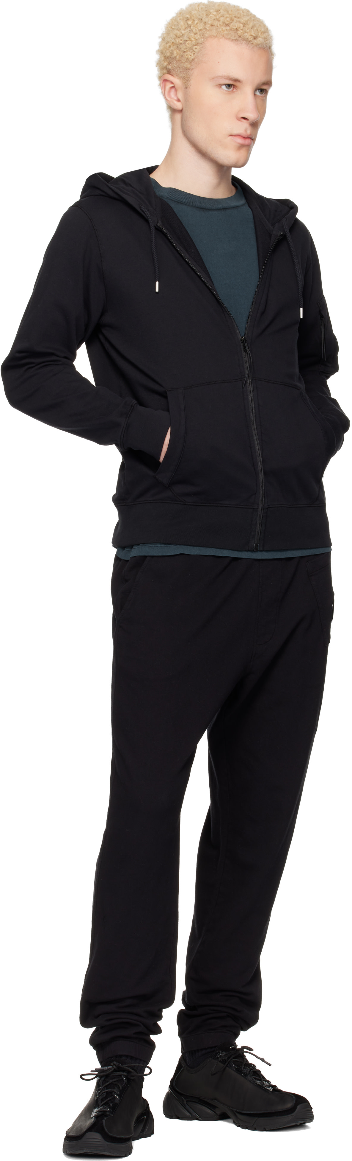 C.P. Company ブラック レンズ付きスウェット L C.P. Company: ブラック Light Fleece Lens スウェットパンツ | SSENSE