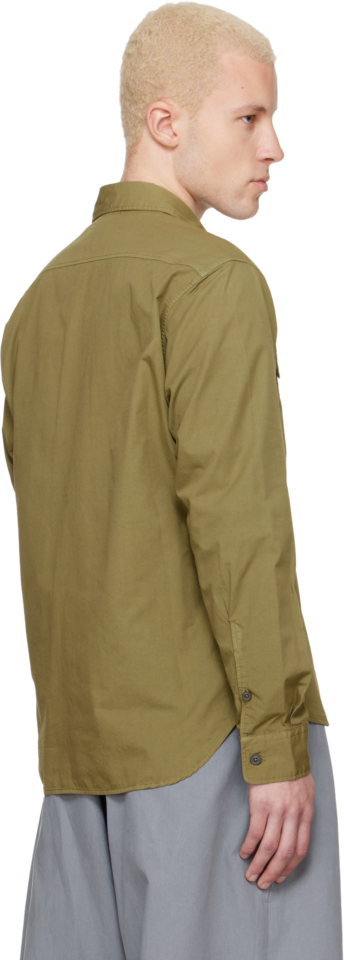 C.P. COMPANY シャツ 42 カーキ 長袖 イタリア製 CPカンパニー C.P. Company: カーキ オーガニック ギャバジン レンズ 長袖 シャツ