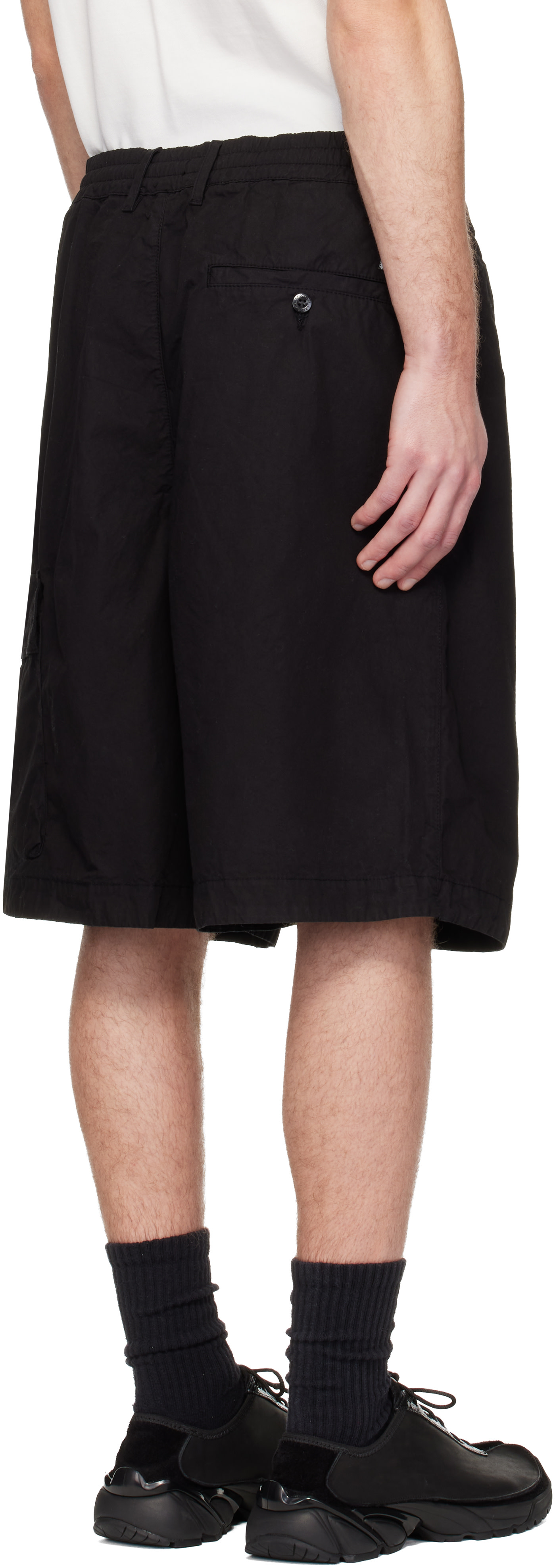 パンツ C.P. Company Lens Shorts Black S C.P. Company: Black Micro-Reps Boxy Lens Shorts | SSENSE