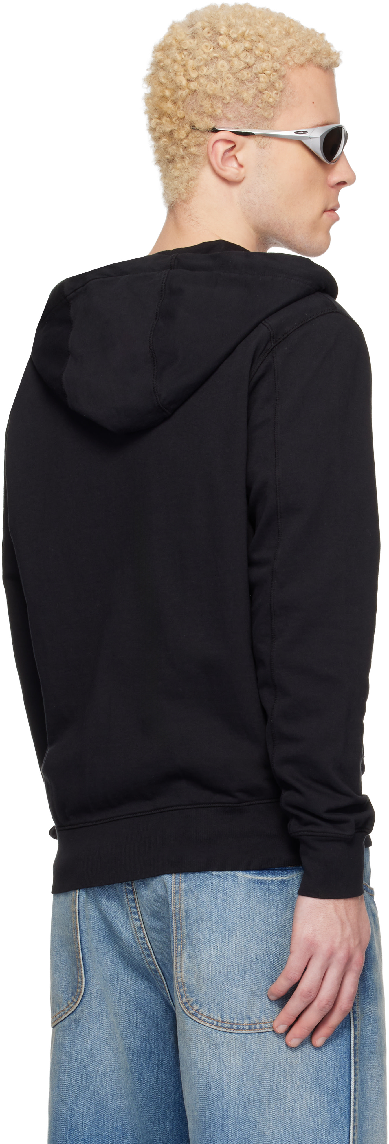 CPCOMPANY フーディ C.P. Company: ブラック Light Fleece Zip Lens フーディ | SSENSE 日本