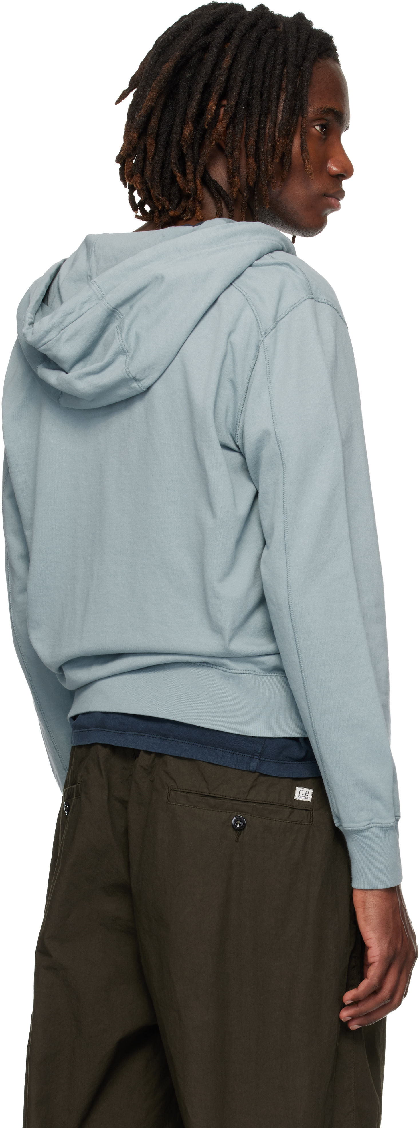 C.P. Company: ブルー Light Fleece Zip Lens フーディ | SSENSE 日本