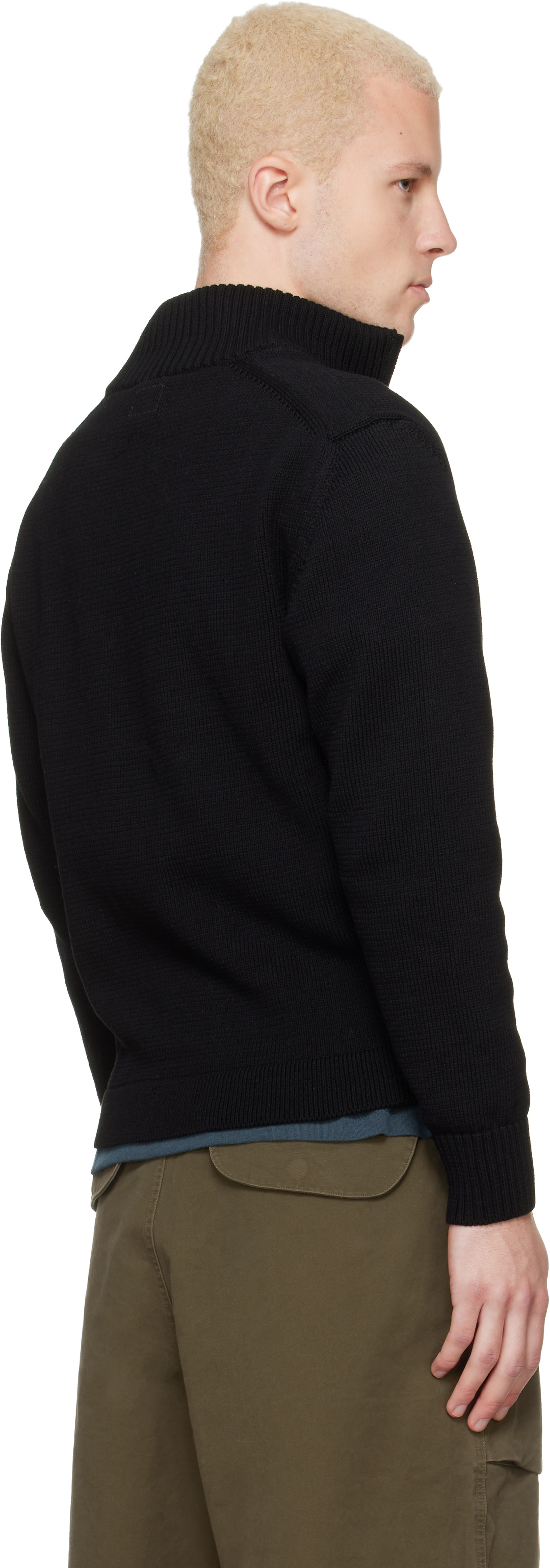 C.P. Company: Black Compact Cotton Zipped Cardigan Sweater | SSENSE