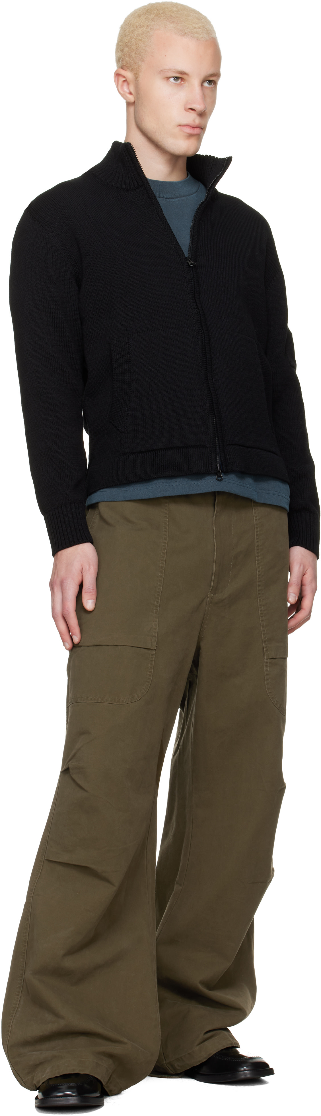 C.P. Company ブラックニット C.P. Company: Black Compact Cotton Zipped Cardigan Sweater | SSENSE