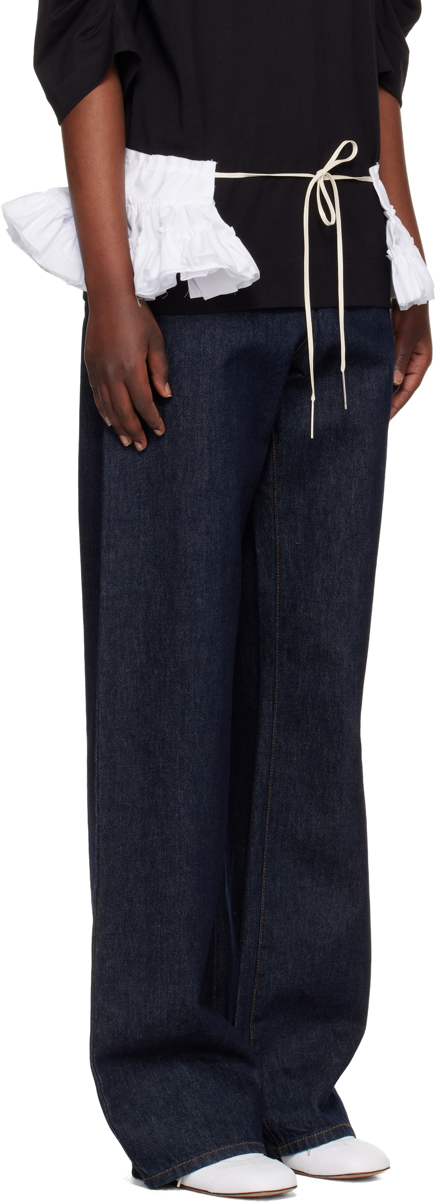 Dries Van Noten: White Ruffled Cotton Waist Belt | SSENSE Italy