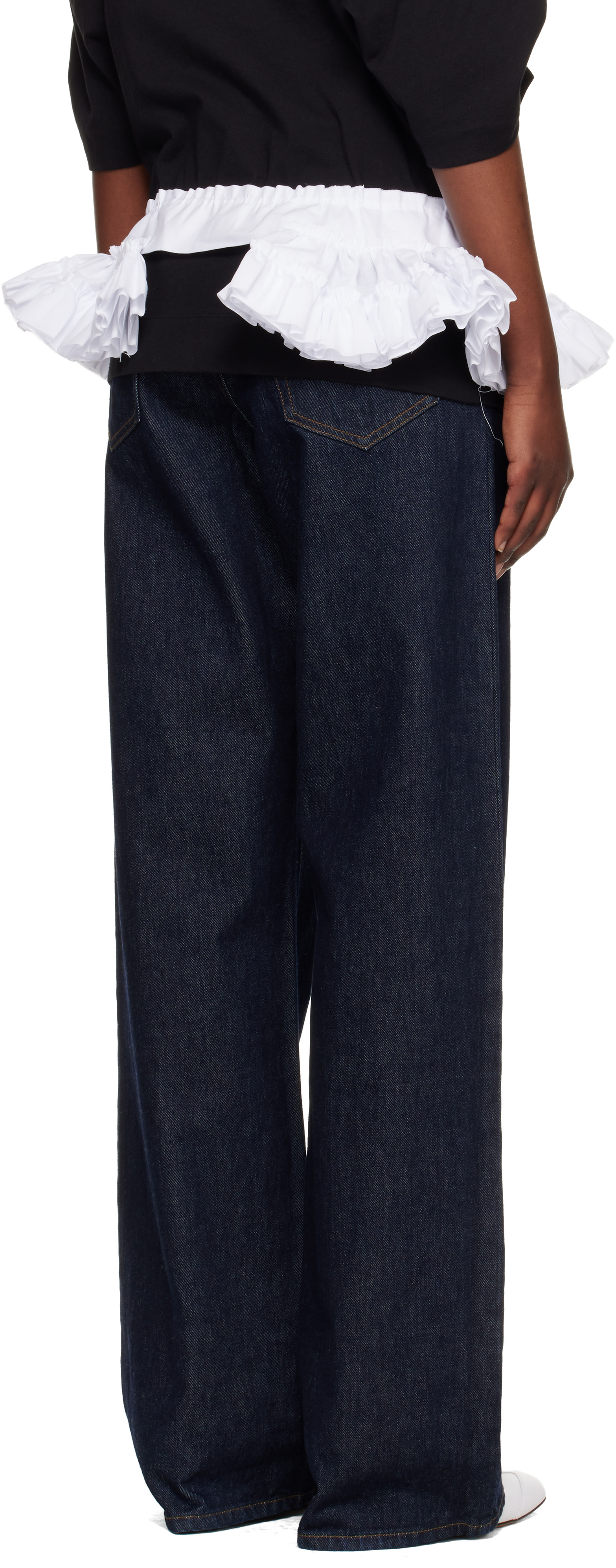 DRIES VAN NOTEN 23SS ウエストバンド Dries Van Noten: ホワイト Ruffled コットン ウエストベルト | SSENSE
