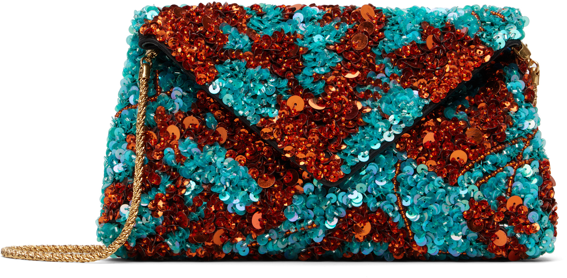 極美品 Dries Van Noten ストライプサテン　クラッチバッグe438 Dries Van Noten: Blue & Orange Silk Clutch | SSENSE Germany