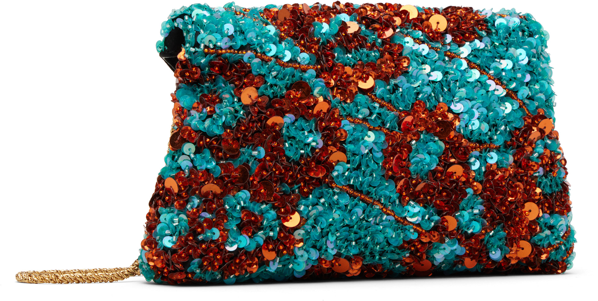 【最終値下げ！美品】dries van notenシースルートップス✳︎菊刺繍 Dries Van Noten: Blue & Orange Silk Clutch | SSENSE