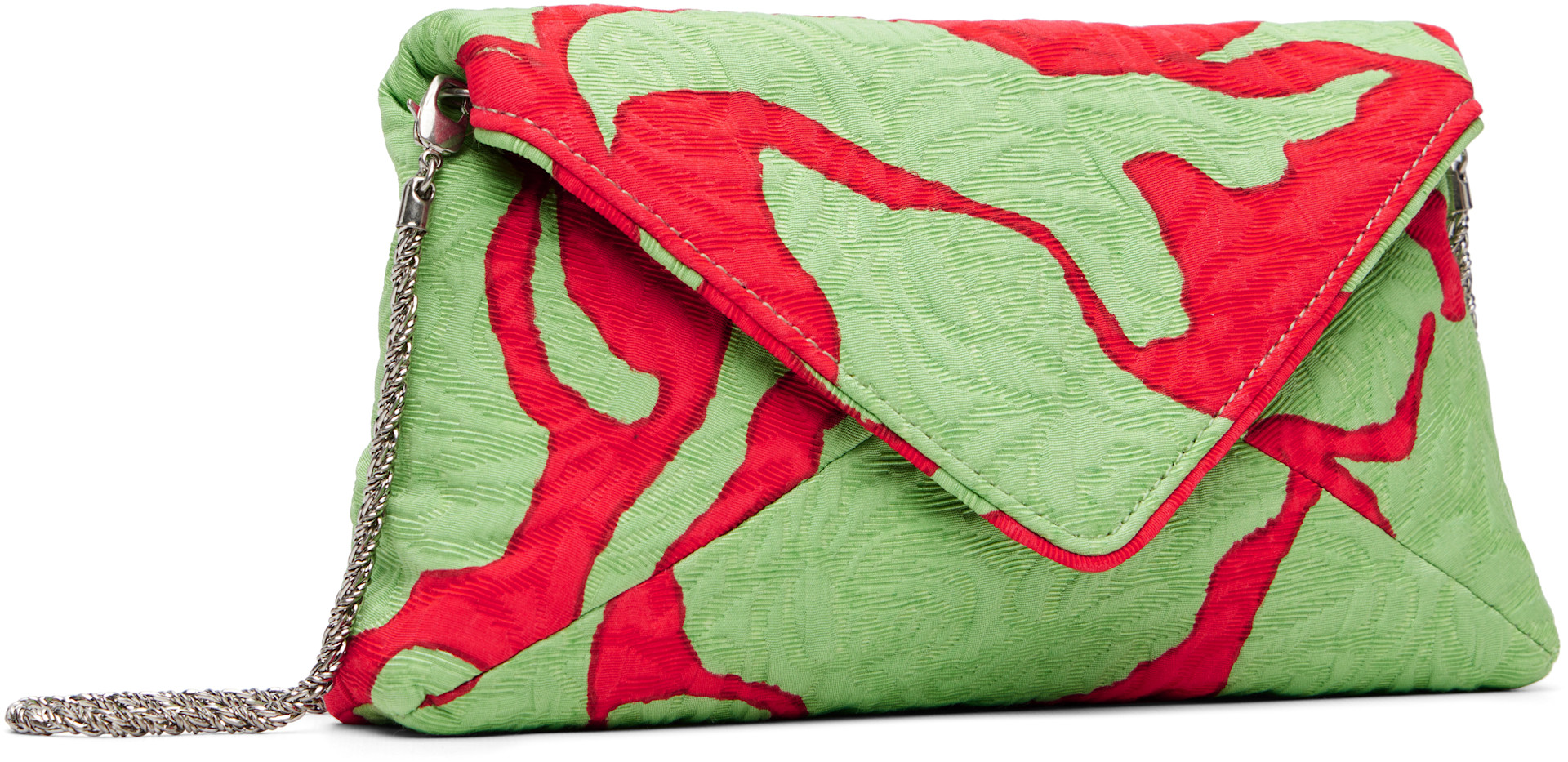 Dries Van Noten: Green & Red Envelope Large Floral Clutch | SSENSE