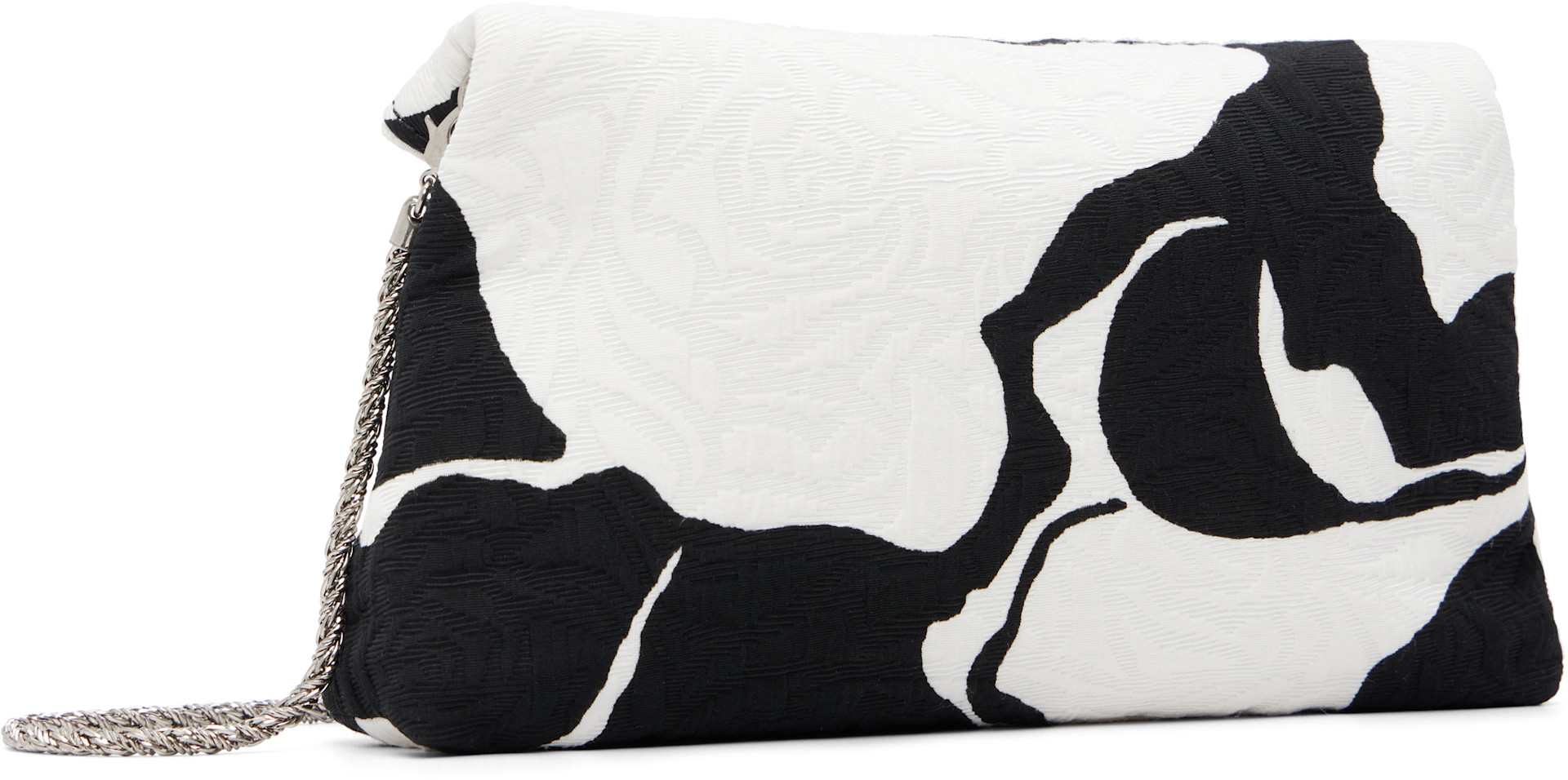 Dries Van Noten: Black & White Envelope Large Floral Clutch | SSENSE